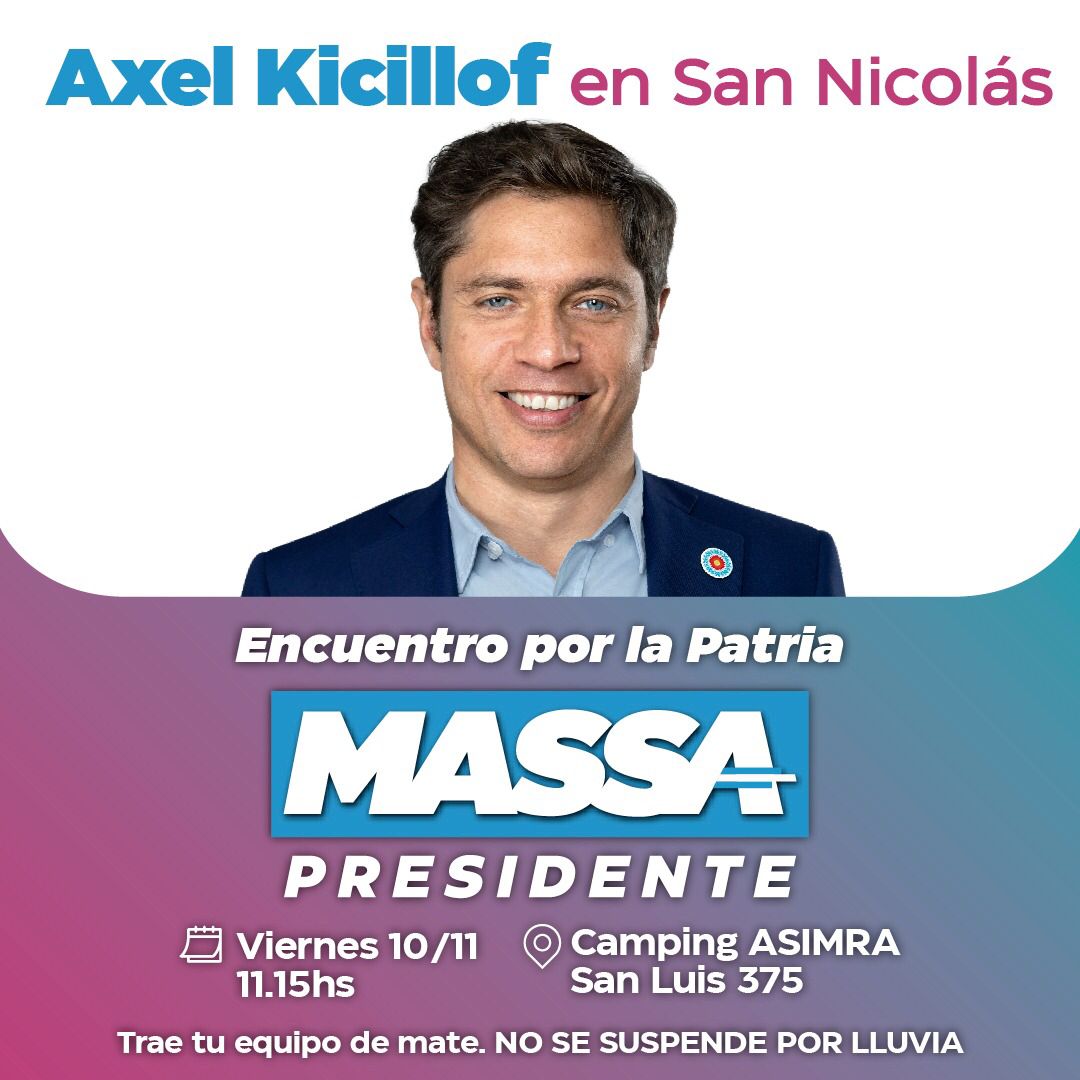 Lee más sobre el artículo Kicillof viene de «mateada» a San Nicolás, para apoyar a Sergio Massa