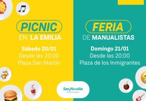 Lee más sobre el artículo Picnic en La Emilia y Feria de Manualistas en Plaza de los Inmigrantes