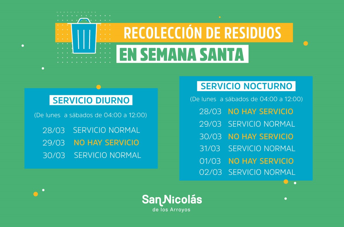 Lee más sobre el artículo Cambios en la recolección de residuos por el fin de semana largo