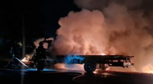 Lee más sobre el artículo Se incendió un camión a la altura del km. 222 de la Autopista