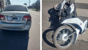 Lee más sobre el artículo Motociclista herido tras chocar con auto en Moreno y Bustamante