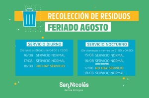 Lee más sobre el artículo Cambios en la recolección de residuos por el Feriado Nacional