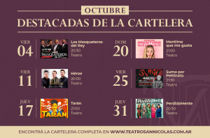 Lee más sobre el artículo Cartelera de octubre en el Teatro San Nicolás