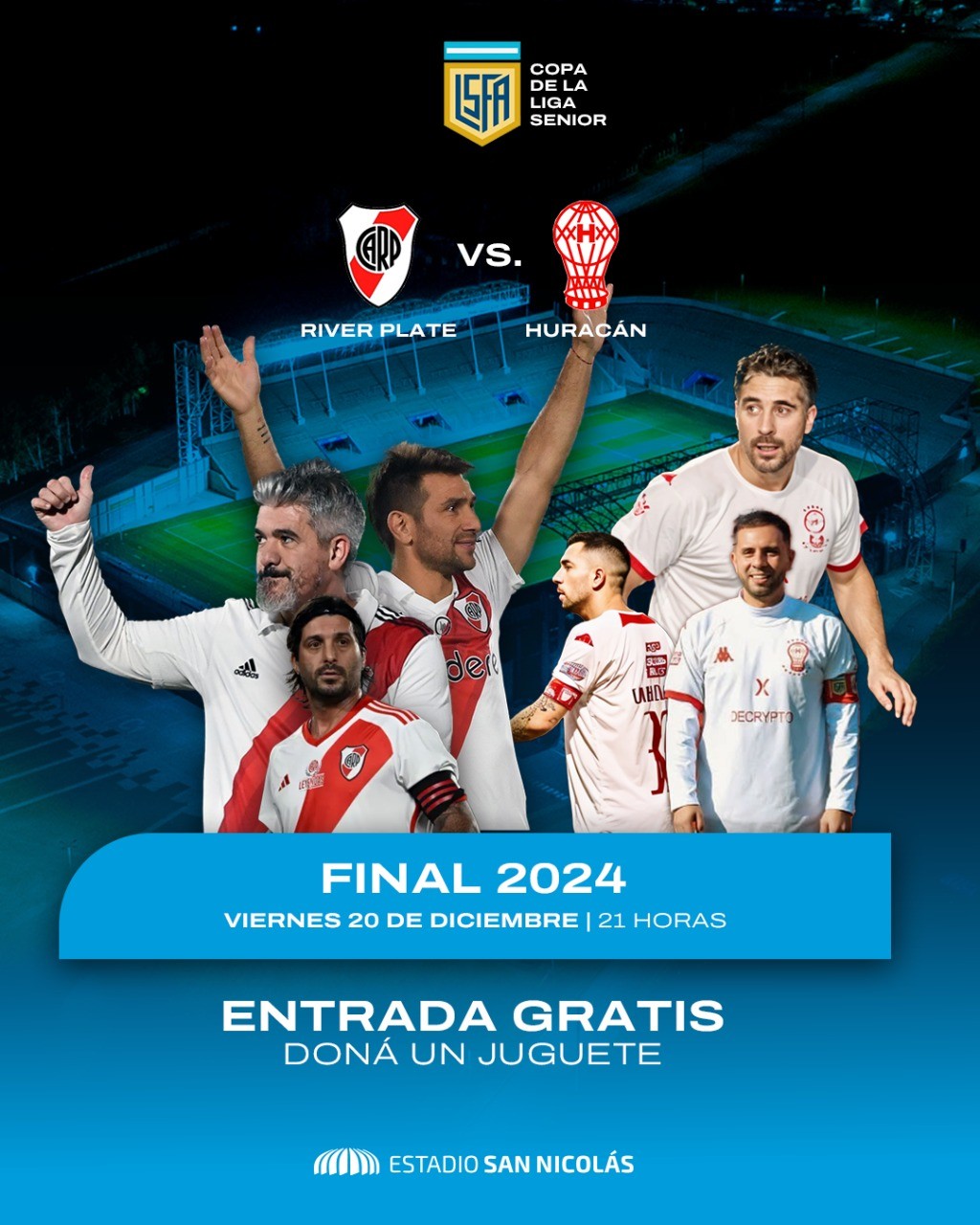 Lee más sobre el artículo Esta noche, River-Huracán juegan la final de la Copa Senior en el Estadio San Nicolás