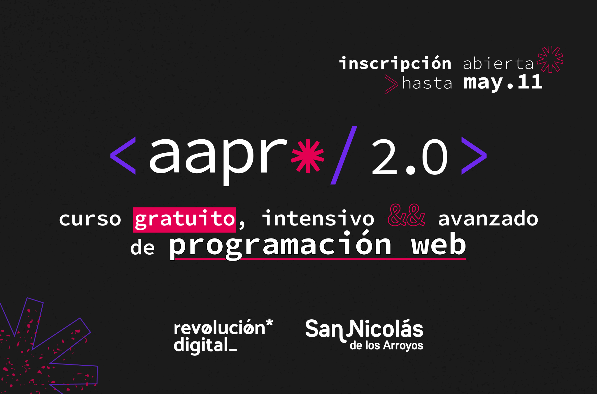 Lee más sobre el artículo Últimos días de inscripción para el curso avanzado de programación Web
