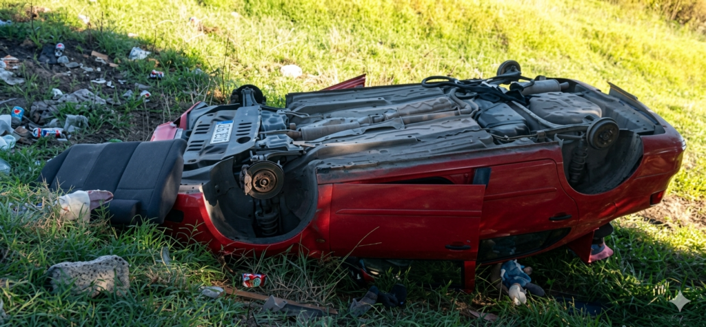 Lee más sobre el artículo Insólito: hallaron un auto volcado en Barrio Los Provincianos, y nadie sabe lo que pasó…