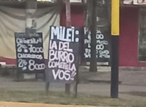 Lee más sobre el artículo Ramallo: un cartel elocuente sobre Milei y la carne de burro…